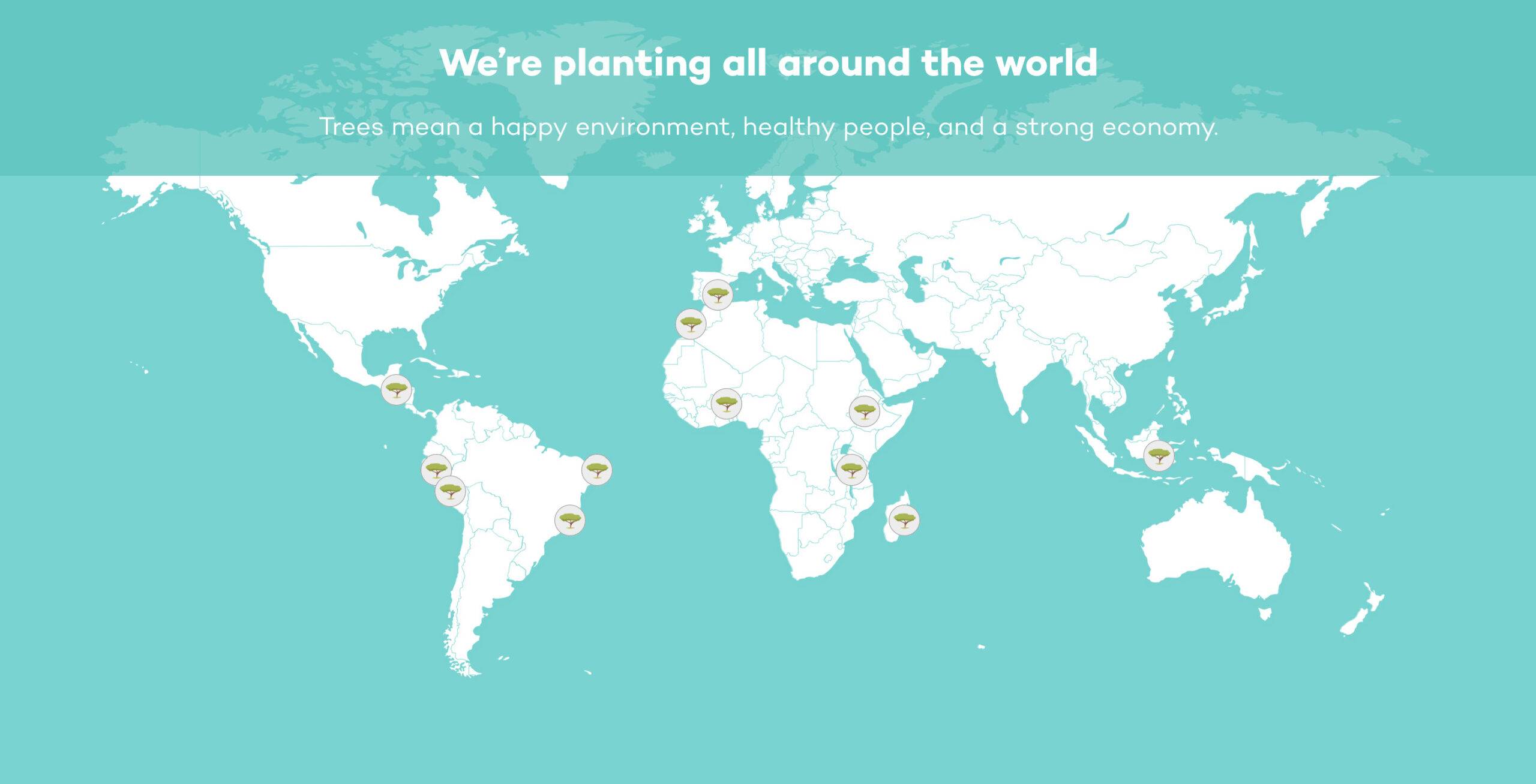 bản đồ trồng cây từ ecosia